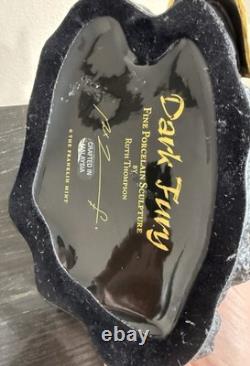 Franklin Mint Dark Fury Unicorn Fine Porcelain Sculpture Ruth Thompson Gold Horn