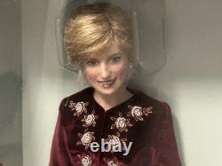 Franklin Mint Diana Princess Of Loveliness Burgundy Velvet Gown Porcelain Doll