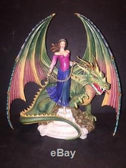 Franklin Mint Dragon Charm By Myles Pinkney Porcelain & Gold Sculpture Fantasy