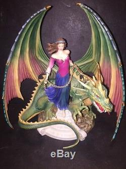 Franklin Mint Dragon Charm By Myles Pinkney Porcelain & Gold Sculpture Fantasy