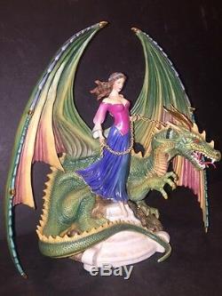 Franklin Mint Dragon Charm By Myles Pinkney Porcelain & Gold Sculpture Fantasy