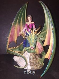 Franklin Mint Dragon Charm By Myles Pinkney Porcelain & Gold Sculpture Fantasy