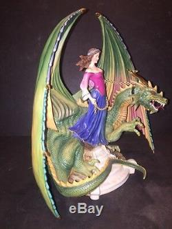 Franklin Mint Dragon Charm By Myles Pinkney Porcelain & Gold Sculpture Fantasy