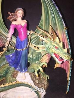 Franklin Mint Dragon Charm By Myles Pinkney Porcelain & Gold Sculpture Fantasy