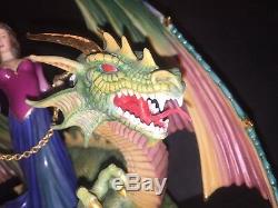 Franklin Mint Dragon Charm By Myles Pinkney Porcelain & Gold Sculpture Fantasy