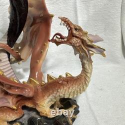 Franklin Mint Dragon Rising Dragon & Wizard Porcelain Figurine Estate Find