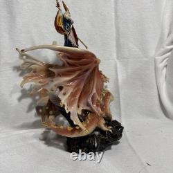 Franklin Mint Dragon Rising Dragon & Wizard Porcelain Figurine Estate Find
