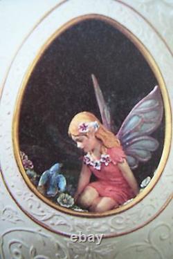 Franklin Mint Egg Secret Fairy Garden Porcelain 24k Accents 6 Nib $175 N 1999