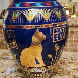 Franklin Mint Egyptian Porcelain Vase, 24kt Gold, Hand Painted, Garas, 1987