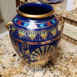 Franklin Mint Egyptian Porcelain Vase, 24kt Gold, Hand Painted, Garas, 1987