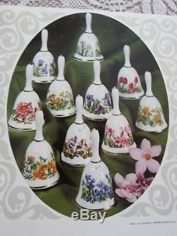 Franklin Mint Elevenalpine Flowers'' Miniature Porcelain Bell Collection/coa/ A