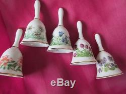 Franklin Mint Elevenalpine Flowers'' Miniature Porcelain Bell Collection/coa/ A