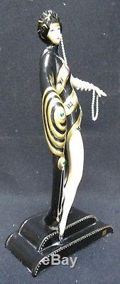 Franklin Mint Erte Figurine Pearls and Emeralds Hand Painted Porcelain No. P3904