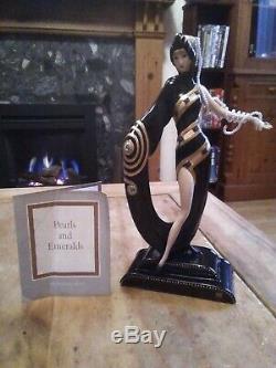 Franklin Mint Erte Pearls and Emeralds Fine Porcelain figurine with certificate