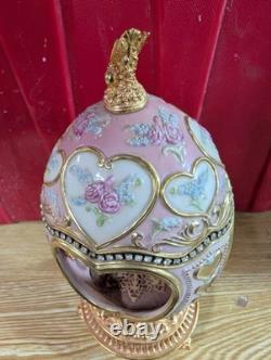 Franklin Mint Faberge Porcelain Musical Carousel Horse Egg Gold Accents