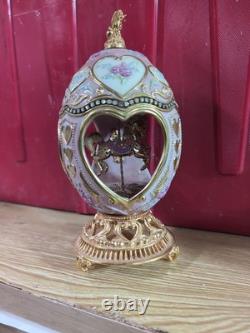 Franklin Mint Faberge Porcelain Musical Carousel Horse Egg Gold Accents