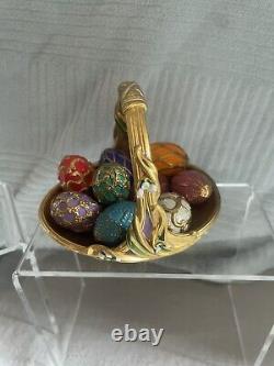 Franklin Mint Faberge Purple & Gold Egg Basket With 9 Eggs Spring Egg Basket