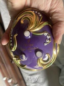 Franklin Mint Faberge Purple & Gold Egg Basket With 9 Eggs Spring Egg Basket