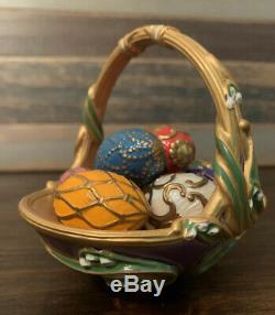 Franklin Mint Fabergé Spring Egg Basket 9 Eggs Porcelain Hallmarked