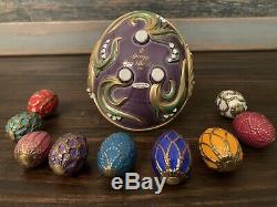 Franklin Mint Fabergé Spring Egg Basket 9 Eggs Porcelain Hallmarked