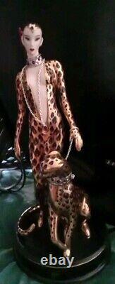 Franklin Mint Fine Porcelain Figurine 9 Leopard Woman With Her Pet