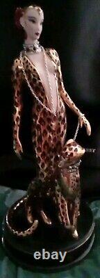 Franklin Mint Fine Porcelain Figurine 9 Leopard Woman With Her Pet