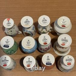 Franklin Mint Flowers, Victorian Months of the Year set Mini Vases 1982 set 12