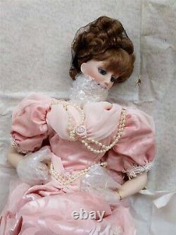 Franklin Mint GIBSON GIRL MOTHER and CHILD Porcelain Doll Peach Dress NRFB COA