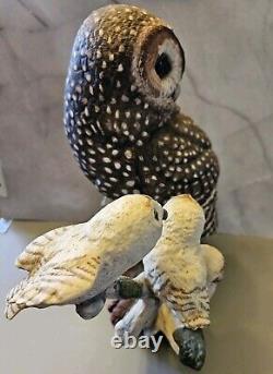 Franklin Mint George McMonigle Spotted Owl Bisque Porcelain Figure NO BOX/STAND