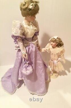 Franklin Mint Gibson Girl Promenade Porcelain Mother & Daughter Doll & COA