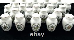 Franklin Mint Gloria Concept Porcelain Spice Jar Set of 24 White Gold 1985