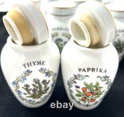 Franklin Mint Gloria Concept Porcelain Spice Jar Set of 24 White Gold 1985
