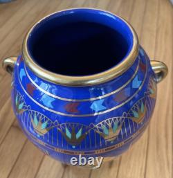 Franklin Mint Golden Vase of Bast Porcelain 23Kt Gold Decoration Egyptian Cat