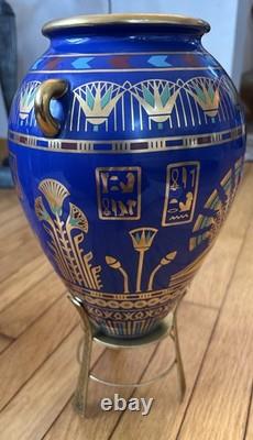 Franklin Mint Golden Vase of Bast Porcelain 23Kt Gold Decoration Egyptian Cat