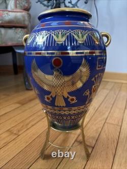 Franklin Mint Golden Vase of Bast Porcelain 23Kt Gold Decoration Egyptian HORUS