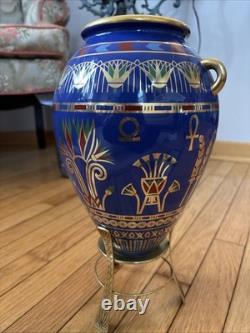 Franklin Mint Golden Vase of Bast Porcelain 23Kt Gold Decoration Egyptian HORUS