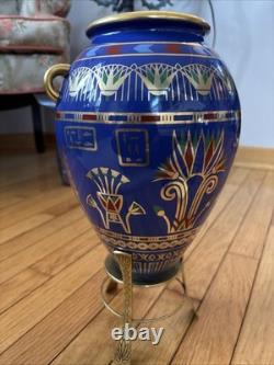 Franklin Mint Golden Vase of Bast Porcelain 23Kt Gold Decoration Egyptian HORUS