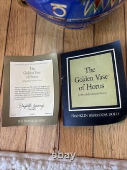 Franklin Mint Golden Vase of Bast Porcelain 23Kt Gold Decoration Egyptian HORUS