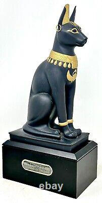 Franklin Mint Guardian Of The Nile Black Sphinx Cat 24 Karat Gold Trim