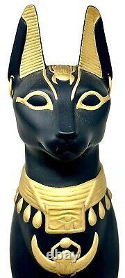 Franklin Mint Guardian Of The Nile Black Sphinx Cat 24 Karat Gold Trim