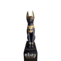 Franklin Mint Guardian of the Nile Bast Black Sphinx Cat 24 Karat Gold Trim