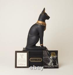 Franklin Mint Guardian of the Nile Bast Black Sphinx Cat 24 Karat Gold Trim
