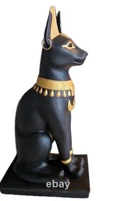 Franklin Mint Guardian of the Nile Bast Black Sphinx Cat 24 Karat Gold Trim