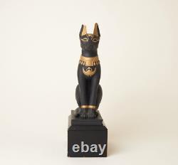 Franklin Mint Guardian of the Nile Bast Black Sphinx Cat 24 Karat Gold Trim