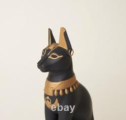 Franklin Mint Guardian of the Nile Bast Black Sphinx Cat 24 Karat Gold Trim