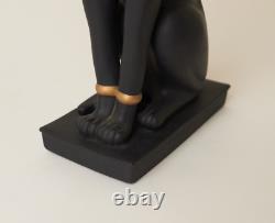 Franklin Mint Guardian of the Nile Bast Black Sphinx Cat 24 Karat Gold Trim