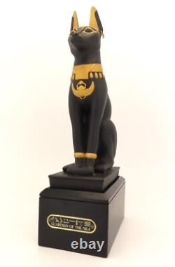Franklin Mint Guardian of the Nile Bast Black Sphinx Cat 24 Karat Gold Trim RARE