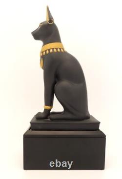 Franklin Mint Guardian of the Nile Bast Black Sphinx Cat 24 Karat Gold Trim RARE