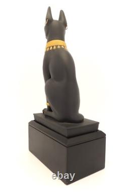 Franklin Mint Guardian of the Nile Bast Black Sphinx Cat 24 Karat Gold Trim RARE