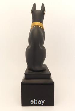 Franklin Mint Guardian of the Nile Bast Black Sphinx Cat 24 Karat Gold Trim RARE